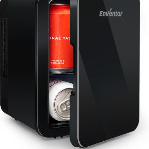 Enventor Mini Fridge 4 Litre. 6 Can Mini Fridges for Bedrooms. AC+12V DC Power Cooler & Warmer. Portable Small Fridge for Car. Travel. Home/Skincare. Makeup. Cosmetics/Drinks. Fruit. Food. Black